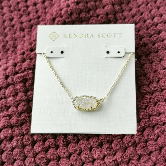 Kendra Scott Jewelry - Kendra Scott Iridescent Drusy Elisa Gold Pendant Necklace NEW WITH POUCH